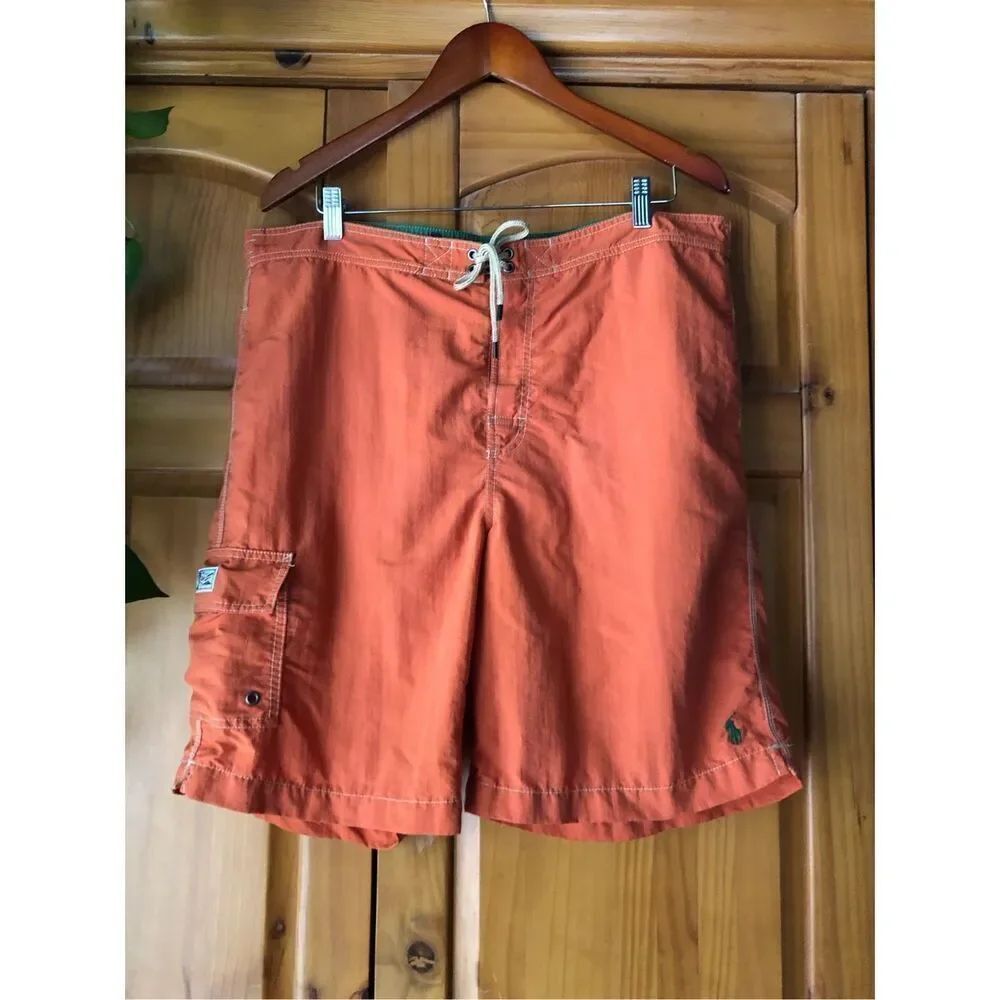 Polo Ralph Lauren Board Shorts Mens Orange Swim Trucks Cargo SZ L